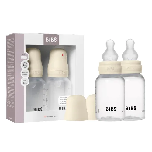 Vista 14 de BIBS Biberón de plástico, 5.1 onzas, paquete de 1, pezón de silicona, azul bebé
