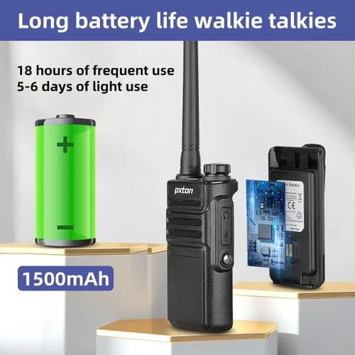 Vista 4 de pxton 999S Walkie Talkies recargables para adultos de largo alcance con auriculares actualizados y estación de carga, radios de mano GMRS de dos
