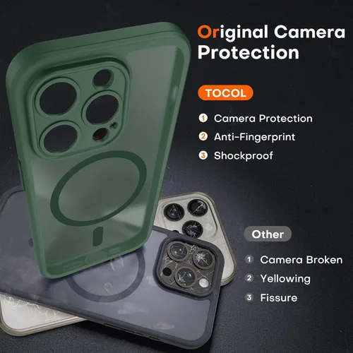 Vista 636 de TOCOL Funda para iPhone 11, compatible con Magsafe, protección completa de cámara, imanes integrados, protección contra caídas, funda translúcida
