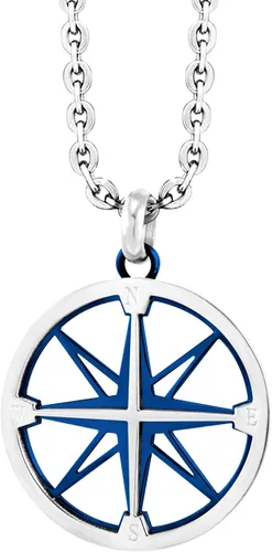 Vista 8 de 555Jewelry Collar con colgante de brújula de navegación de acero inoxidable unisex plateado
