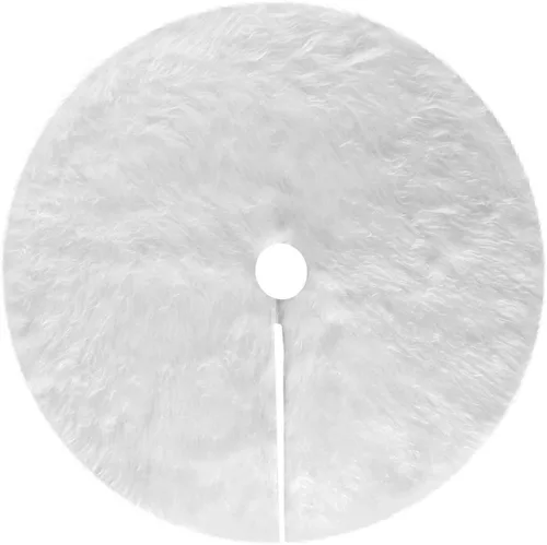 Vista 13 de Falda de Árbol de Navidad de 24 Pulgadas - Falda de Árbol de Piel Sintética Esponjosa Beige Blanca, Decoración Navideña de Felpa de Color Toka