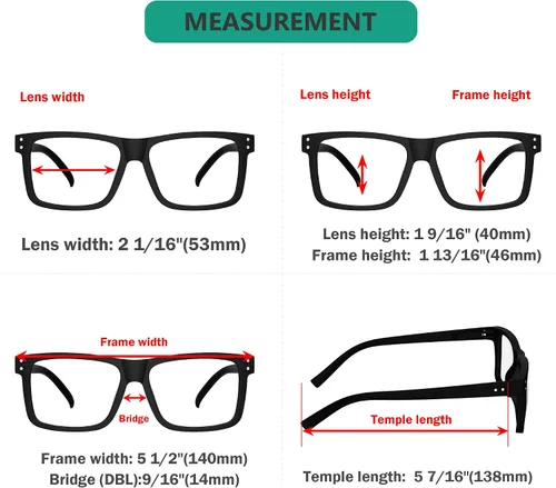Vista 3 de Eyekepper - Pack de 5 gafas de gran tamaño con montura cuadrada, grandes, para hombres y mujeres - 3 negras y 2 negro-transparente +0.00