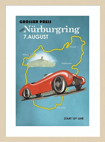 Vista 14 de Amanti Art Impresión artística enmarcada para pared, 24 x 20 pulgadas, Nurburgring Motorcycle Racing por Mark Rogan, arte de pared deportivo