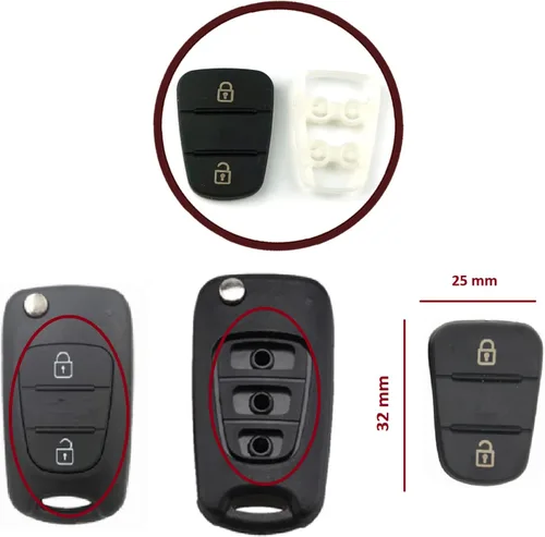 Vista 2 de ESC EDP1124 Almohadilla de goma 2 botón Flip Car Remote Key Shell Insert Case Cover para Hyu.ndai Ki.a