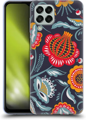 Vista 9 de Head Case Designs Officially Licensed Haroulita Blue Red Ethnic Pattern Gel Case [Military Grade Protection] Compatible with Samsung Galaxy M33