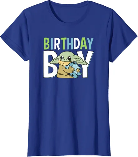 Vista 7 de Star Wars: The Mandalorian Grogu Birthday Boy Hug Blue Green T-Shirt Negro