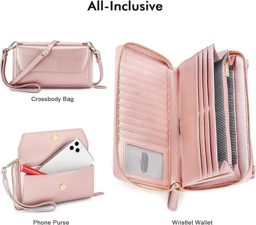 Vista 3 de nuoku Carteras para mujeres con ranuras para tarjetas de crédito con bloqueo RFID de gran capacidad