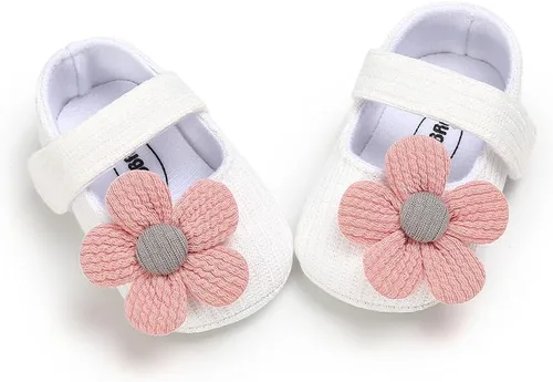 Vista 5 de Zapatos planos Mary Jane para bebés y niñas, con lazo, floral, princesa, vestido de boda, zapatos suaves para recién nacidos, cuna para primeros