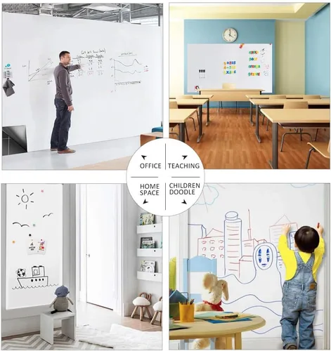 Vista 3 de ZHIDIAN Papel de contacto magnético para pizarra blanca para pared, 94 x 48 pulgadas, adhesivo magnético de borrado en seco con respaldo no adhesivo