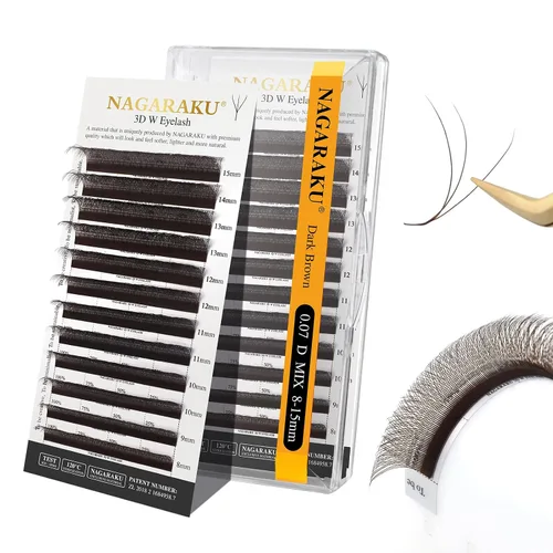 Vista 237 de NAGARAKU Extensiones de pestañas prefabricadas en abanico 3D W 0.05 C 0.315 0.05-C 3D W