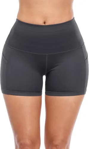 Vista 3 de CADMUS Pantalones cortos deportivos de tiro alto para mujer, para yoga, acondicionamiento físico y correr, con bolsillos profundos