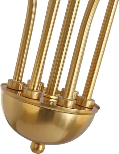 Vista 6 de Modern Chandelier Modern Globe Brushed Brass Metal Pendant Light with Adjustable Rods Hanging Ceiling Lighting Fixture for Kitchen Dining Room