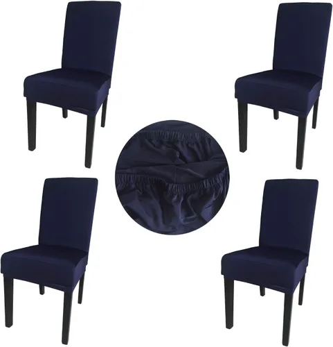 Vista 12 de Paquete de 4 fundas protectoras para sillas de comedor, tela elástica de elastano, lavables a máquina, fundas de asiento extraíbles para el hogar