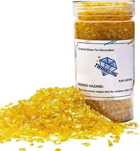 Vista 14 de TWINKLING Cristal de Fuego de Alto Brillo Piedra de Grava Brillante, Vidrio Roto, Chips de Gemas de Fuego, Vidrio Triturado para Fogatas