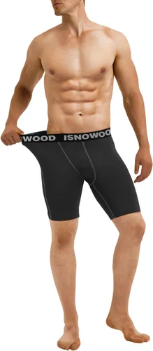 Vista 5 de Isnowood - Pantalones cortos de compresión para hombre, ropa interior atlética de elastano, para ejercicio, correr