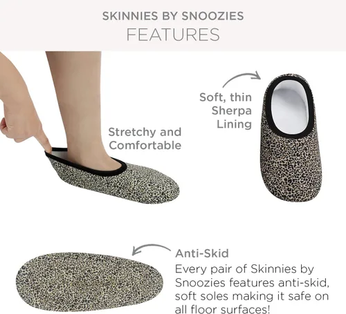 Vista 2 de Snoozies Women's Slipper Socks Skinnies Lightweight with Animal Designs Cozy House Shoes Comfy Slip Ons Fun Slippers