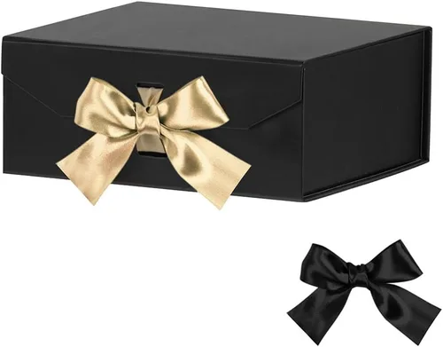 Vista 31 de GoooodGift Caja de regalo negra para regalos de 10 x 7.3 x 3.5 pulgadas, caja decorativa con cinta, caja de regalo vacía con tapa cierre magnético