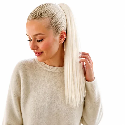 Vista 20 de Colas de caballo con clip para mujer, extensión de cola de caballo rizada de 18 pulgadas, 20 pulgadas, extensiones de cabello ondulado, color rubio