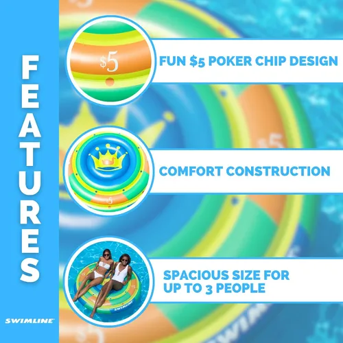 Vista 3 de SWIMLINE Original Pool Float for Adults & Teens – Fun Pool Float for Lake, Beach, or Backyard – Easy to Inflate and Store