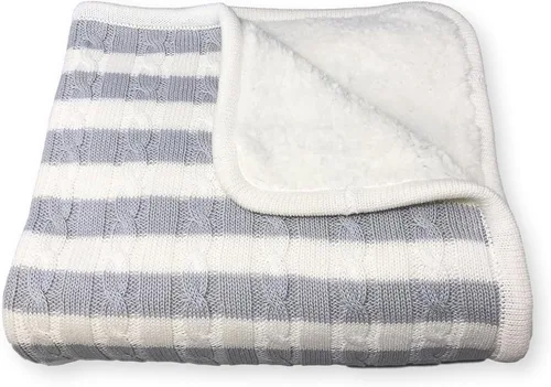 Vista 6 de Magnolia Cable Knit and Sherpa Baby Blanket (Beach Glass)