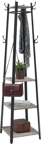 Vista 7 de VASAGLE - Perchero independiente con 4 estantes Perchero para ropa, sombrero, bolsa, estilo básico moderno, gris carbón, colección BARNET