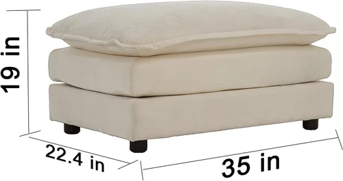 Vista 9 de Sofá modular en forma de U, sofá modular de 5 plazas con reposapiés reversible y 2 otomanas, moderno sofá esquinero convertible minimalista