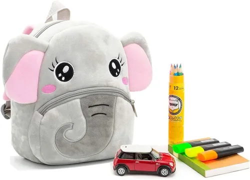 Vista 7 de Mochila con diseño de animales animal de felpa minibolsa de viaje para niño de 2-6 años Elefante gris PBK001