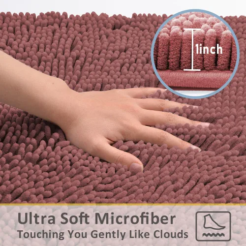 Vista 4 de Juego de alfombras de baño de 3 piezas, tapetes de baño para baño antideslizantes, alfombras de baño de felpilla gruesa, suaves y absorbentes, juego