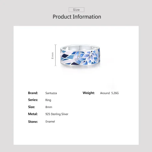 Vista 5 de Santuzza Anillo de plata de ley 925 con patrón de flores esmaltadas para mujer