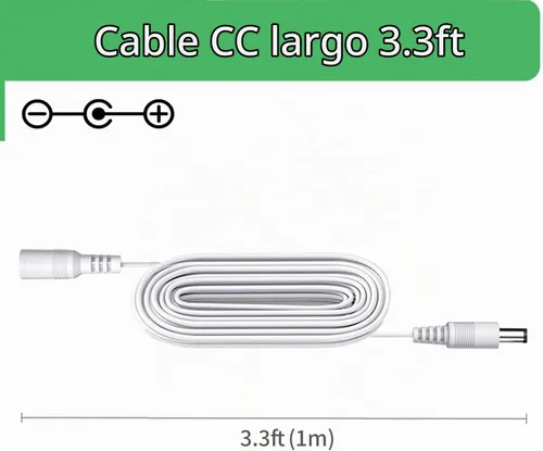Vista 2 de Cable de extensión de alimentación CC de 3.3 pies, adaptador de corriente de 12 V/24 V, cable de extensión de 0.217 in x 0.083 in para cámara