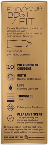 Vista 4 de Preservativos Durex sin látex para el sexo, condones lubricados sin látex Durex Avanti Bare Real Feel para hombres con sensación natural de piel
