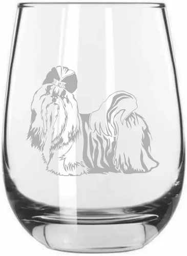 Vista 56 de Shar Pei (chino) - Vaso de vino sin tallo grabado para perro, 15.25 onzas