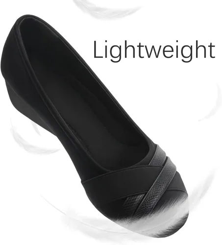 Vista 3 de MUSSHOE Tacones de cuña para mujer, punta redonda, cómodos, elegantes, de tacón bajo