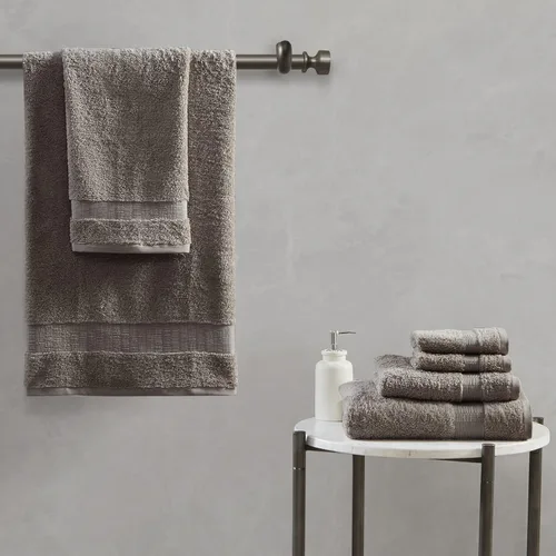Vista 10 de Madison Park SIGNATURE Luce - Lujoso juego de toallas de baño 100% algodón egipcio, sedosas, suaves y altamente absorbentes, calidad de spa premium