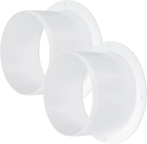Vista 17 de Vent Systems Brida de conector de conducto de ventilación de aire blanco de 4 pulgadas, adaptador de tubo de ventilación de plástico HVAC con placa