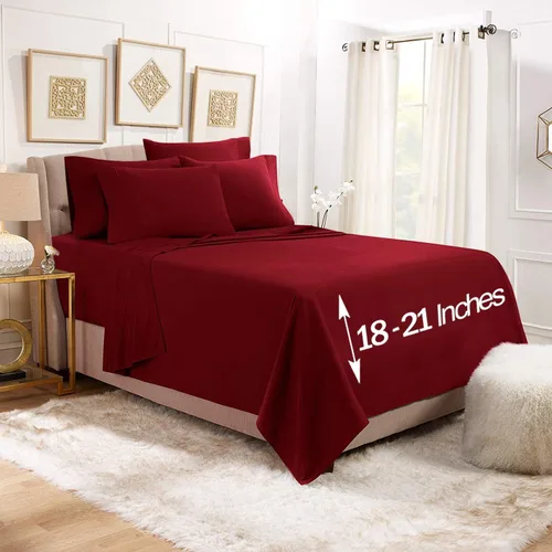Vista 24 de Empyrean - Juego de 4 sábanas bajeras de bolsillo extra profundo de 110 GSM, juego de 4 sábanas de bolsillo extra profundo de 110 GSM, sábanas