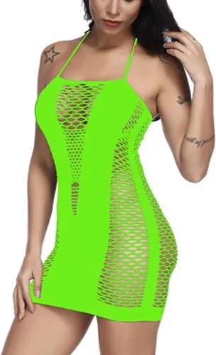 Vista 5 de Lencería sexy para mujer, babydoll de malla, mini vestido camisola