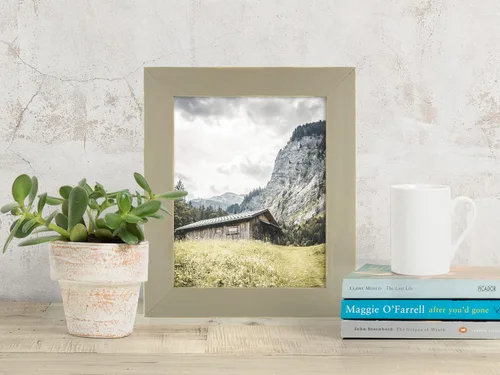 Vista 6 de The Rusty Roof -18x24- Gris piedra Everly envejecida - Madera maciza - Marco de madera hecho a mano