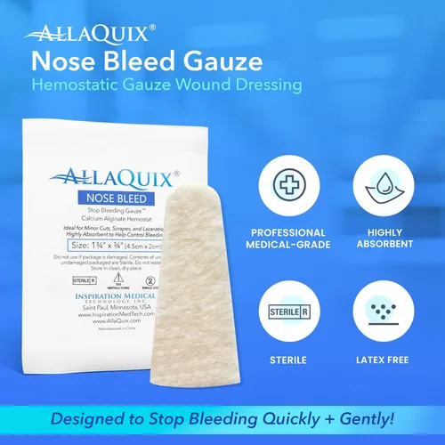 Vista 5 de Tapón de sangrado nasal – Tapones de gasa hemostáticos hechos con alginato de calcio (caja de 12) – Alivio rápido para hemorragias nasales