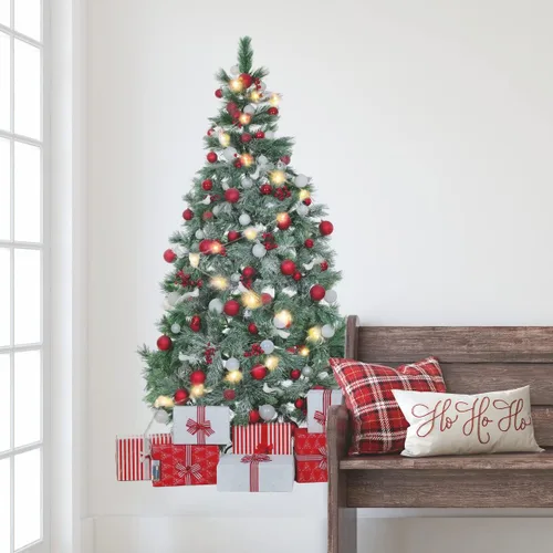 Vista 6 de RoomMates RMK4838GM - Calcomanías de pared gigantes para árbol de Navidad con tira de luces