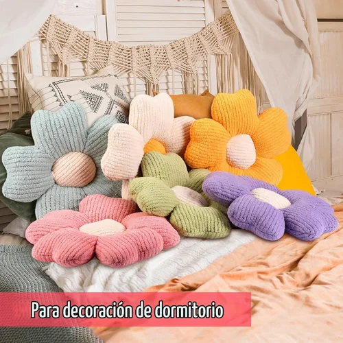 Vista 6 de Drydiet 6 Piezas Almohadas con Forma de Flor Margaritas Almohadas de Piso Cojines de Asiento con Forma de Flor de 15 Pulgadas para Leer Sofá Sillón