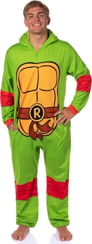 Vista 2 de INTIMO Disfraz de tortuga ninja con capucha para hombre, pijama de dormir para adultos Raphael