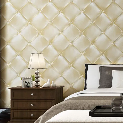 Vista 2 de QIHANG - Papel pintado de imitación de piel suave con diseño de diamante para dormitorio, TV, hotel, fondo de pantalla, 1.73 pulgadas de ancho x