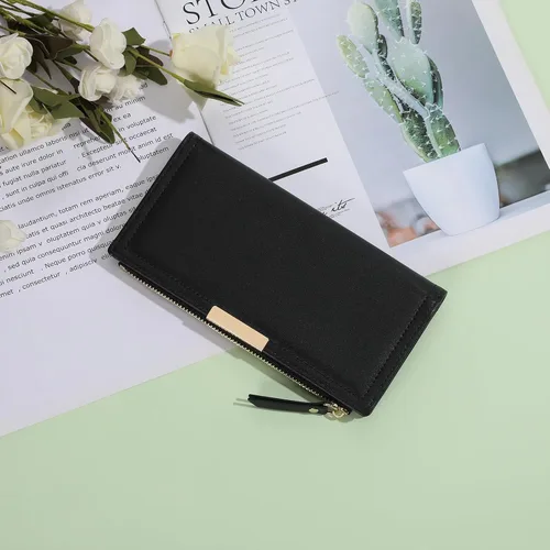 Vista 7 de Cartera BVEOGMRO para mujer de cuero con bloqueo RFID, gran bipliega con múltiples ranuras para tarjetas, con cierre, soporte para tarjetas