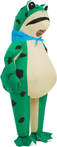 Vista 5 de Disfraz inflable de rana para adultos, disfraz de rana animal para cosplay, disfraz inflable de Halloween, divertido overol de fiesta