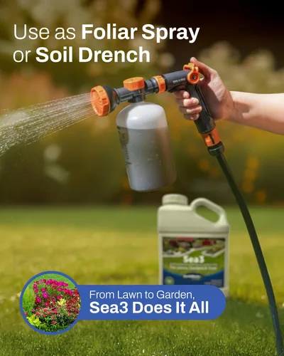 Vista 3 de EarthWorks for Home Sea3 - Acondicionador de suelo Fertilizante líquido orgánico con ácidos húmicos, algas y melaza para céspedes más saludables