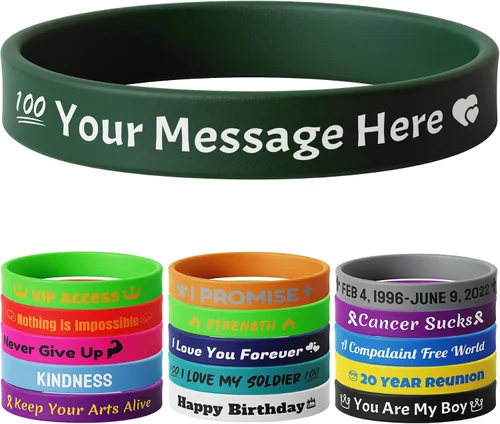 Vista 12 de 10-2000 piezas de pulseras de goma personalizadas con texto - Pulseras de silicona personalizadas a granel para conciencia, eventos, apoyo, regalos