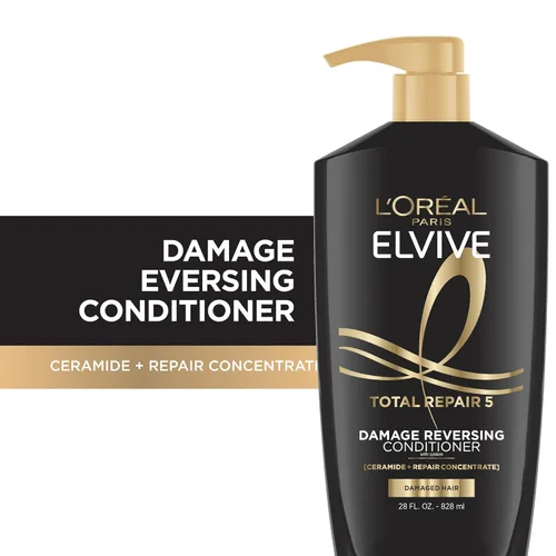 Vista 2 de L'Oreal Paris Elvive Total Repair 5 Acondicionador Reparador para Cabello Dañado Acondicionador con Proteína y Ceramida para Cabello Fuerte Sedoso