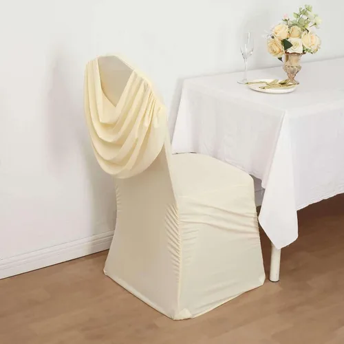Vista 29 de Efavormart - Funda para silla de banquete de elastano con falda plisada con volantes y banda trasera cruzada, funda elástica negra para bodas y Negro