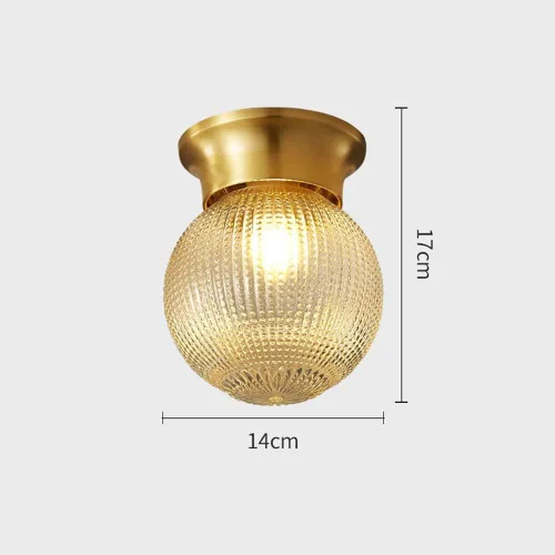 Vista 6 de Pattern Glass Semi Flush Mount Ceiling Lamp, Modern Globe Ceiling Light Brass Chandelier, Copper Pendant Lights E27 Ceiling Lighting Fixtures for